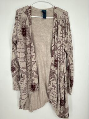 Hot Topic Exclusive Harry Potter Map Print Cardigan Sweater XL